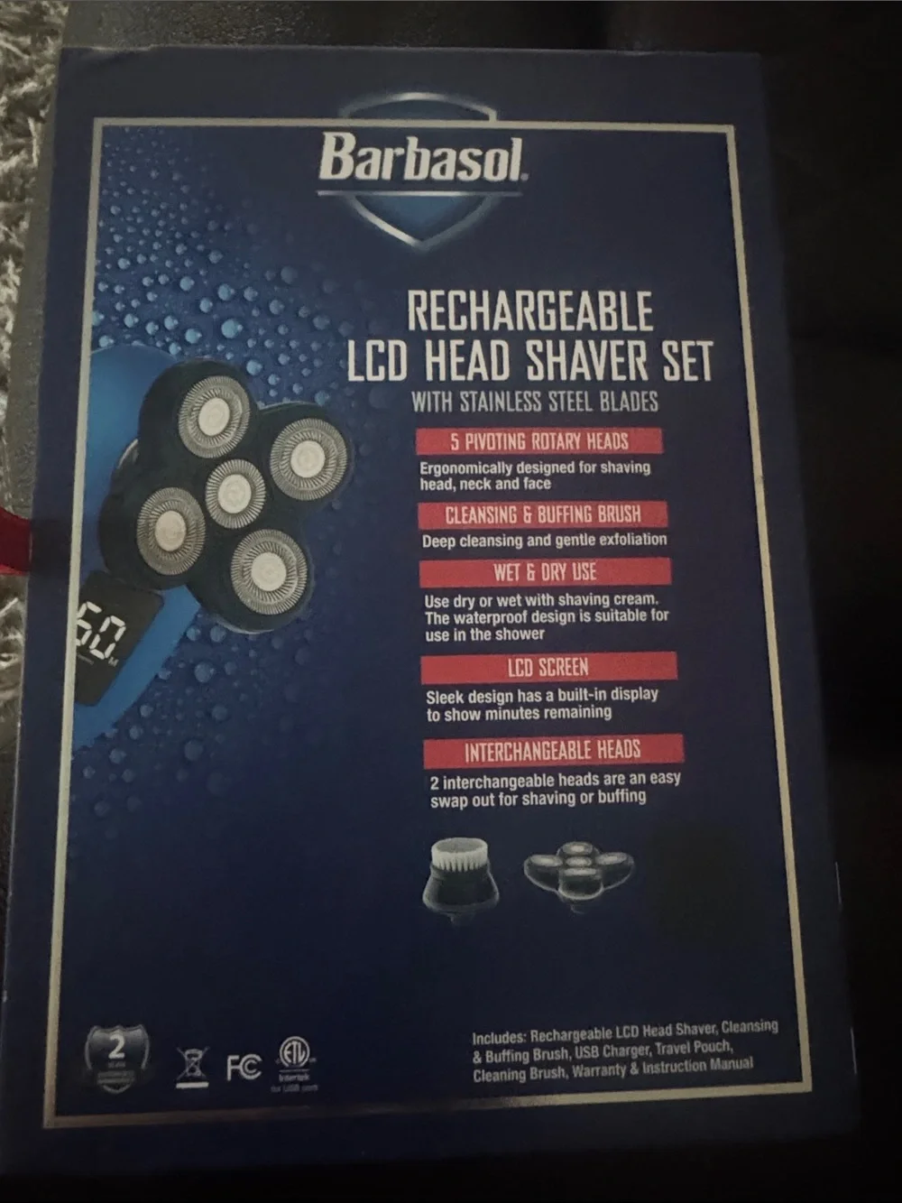 Barbasol Rechargeable LCD Head Shaver -